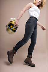 Florida II Slim Fit Washed Black Motorcycle Jeans  | Lady