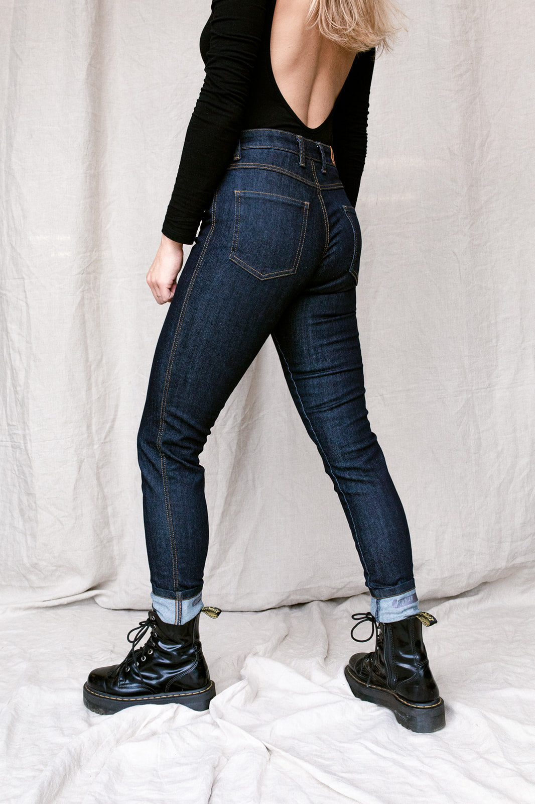 California Lady Protective Motorcycle Jeans - Slim Fit  | Raw Navy
