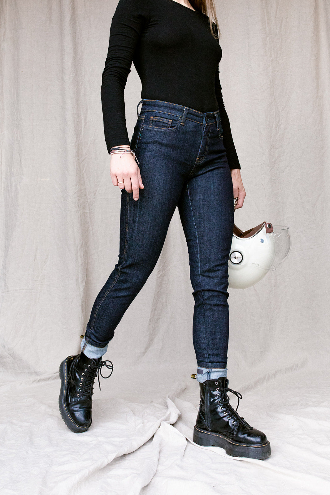 California Lady Protective Motorcycle Jeans - Slim Fit  | Raw Navy