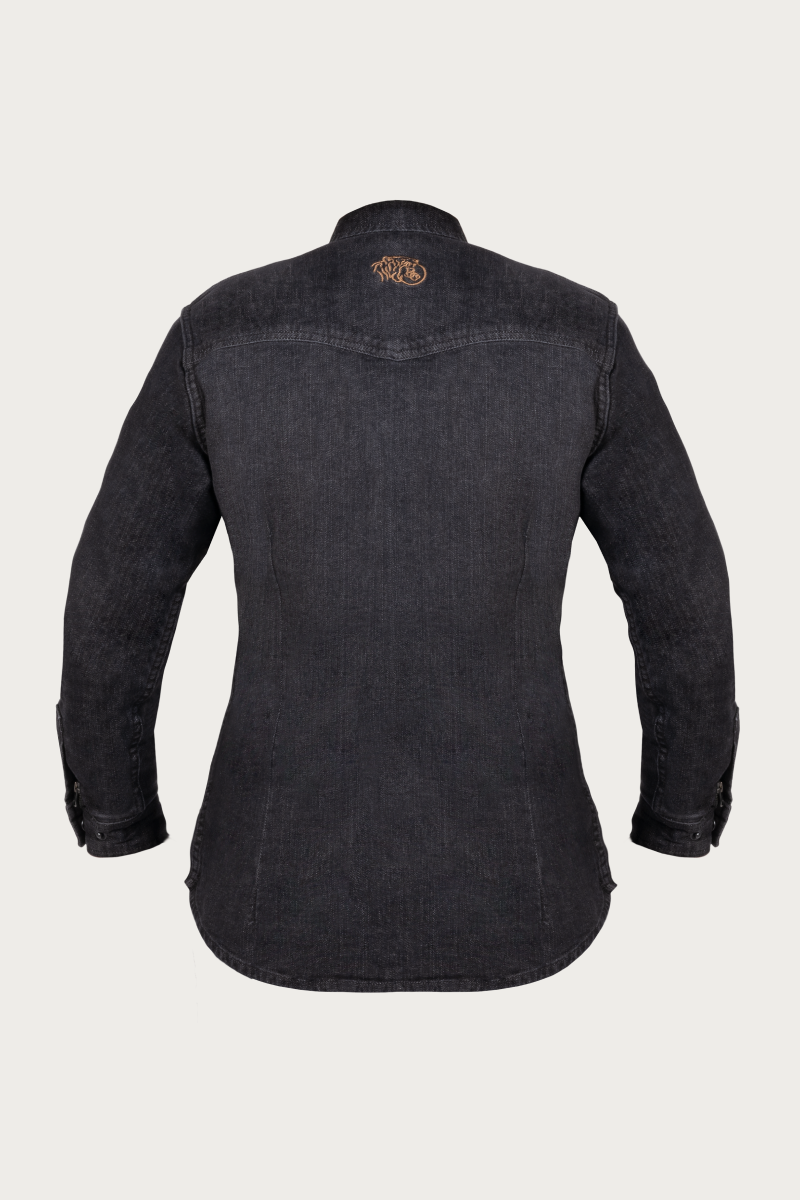 Alaska Washed Black Jeans Motorcycle Shirt | Lady