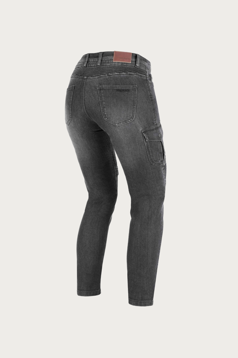 Ohio Washed Grey Motorcycle Jeans | Lady